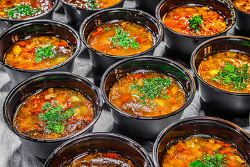 Soup to go in a container