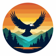 Obraz premium Flying Eagle silhouette art vector illustration