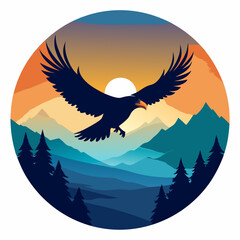 Flying Eagle silhouette art vector illustration
