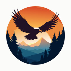 Flying Eagle silhouette art vector illustration