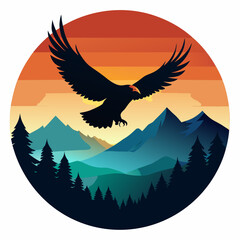 Obraz premium Flying Eagle silhouette art vector illustration