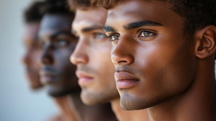 Fototapeta premium Skincare and diversity: Portrait of men with unique skin tones, Generative AI