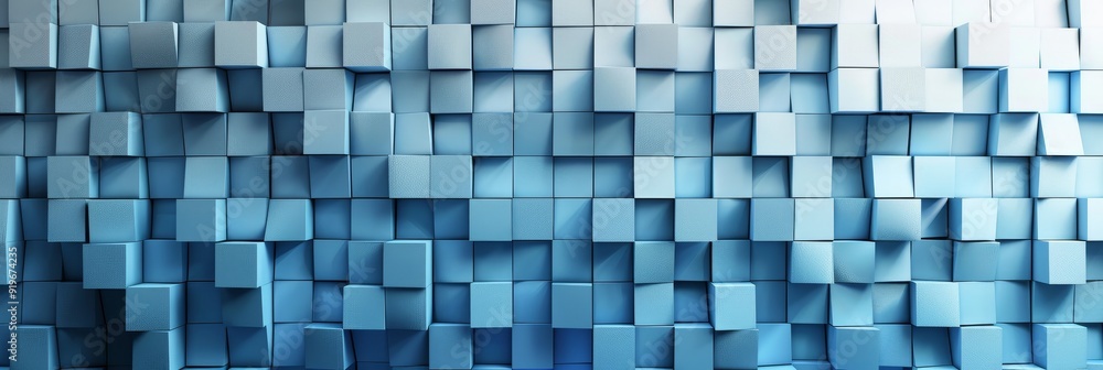 Poster a seamless pattern of blue cubes creates a modern and minimalist background, symbolizing structure, 