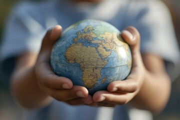 Young Student Exploring the World with a Globe in Geography Class