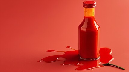 Spilling the liquid copy space was a bottle of hot chili sauce, Generative AI.