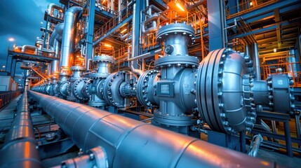 Industrial Complex with Pipes and Valves