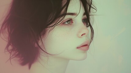 Soft and Dreamy: Monochromatic Portrait of a Girl in Muted Pastel Tones