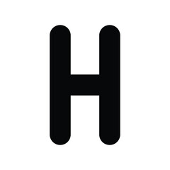 H icon glyph with white background vector stock illustration