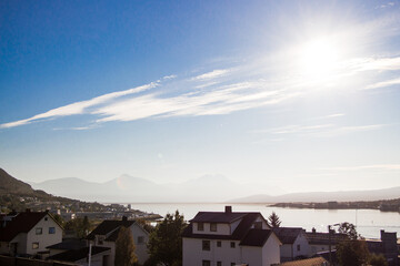 TROMSO, NORWAY - SEPTEMBER 17, 2014: The city of Tromsø, Norway, seen from one road.