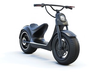 Obraz premium White background with a lonely electric scooter. environmentally friendly transportation. 3D illustration, Generative AI.