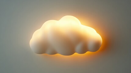 Cloud-shaped lamp with a warm glow. The lamp is designed to resemble a fluffy, illuminated cloud