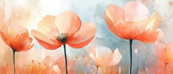 Flower aesthetic painting pastel background