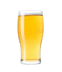 Glass of light beer isolated on white