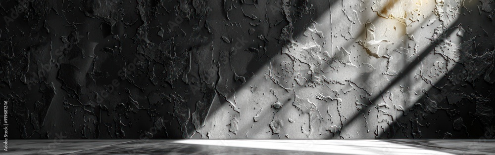 Aufkleber a textured concrete wall with diagonal shadows from a window