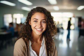Fototapeta premium Smiling portrait of a female student