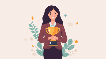 Business animation. Employee of the month, rewarding personnel who reach sales targets, Achieving company goals, Star employee