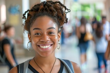 Naklejka premium Smiling portrait of a female student