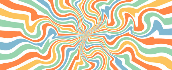 Cool 70s hippie background. Waves, swirls, swirling patterns. Twisted and distorted vector texture in trendy retro psychedelic style. vector