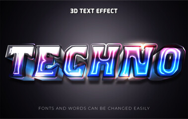 Obraz premium Techno blue shining 3d editable text effect style