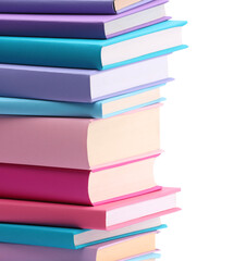 Stack of colorful books isolated on white