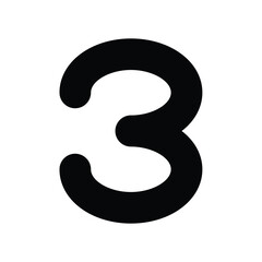 THREE icon glyph with white background vector stock illustration