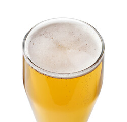 Glass of light beer isolated on white