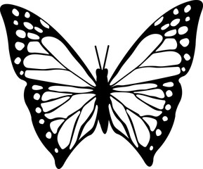 Minimalist Butterfly Silhouette. Exotic Wedding Decor. Elegant Wildlife Wall Art. Retro Nature Design Element. Modern Icon for Home Decor.