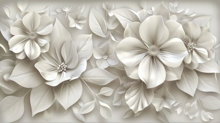 White Flowers 3D Wallpaper