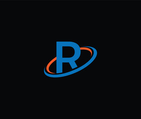 Letter R  with circle logo design, abstract  R symbol. Initial R with global circle logo template