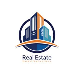 a logo for real estate business with a house and a logo for real estate