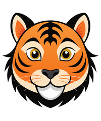 Cute tiger face with a colorful design