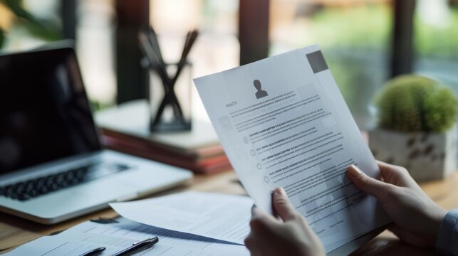 The hands holding the resume