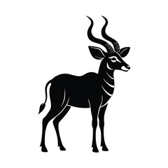 Silhouette impala animal full body black color, Stylish Gazelle Silhouette Premium Vector Art for Animal and Wildlife Themed Projects, Gazelle silhouette black antelope  Ghazal vector