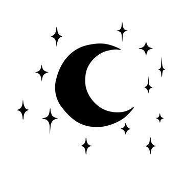Decorative moon and stars, crecent moon 