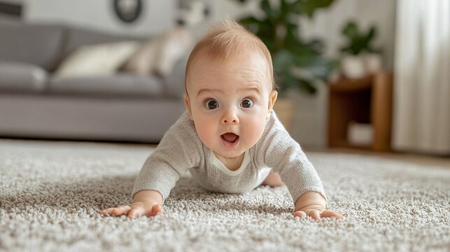 Determined Baby Wobbling on All Fours in a Cute and Comical Crawling Adventure