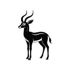 Fototapeta premium Silhouette impala animal full body black color, Stylish Gazelle Silhouette Premium Vector Art for Animal and Wildlife Themed Projects, Gazelle silhouette black antelope Ghazal vector