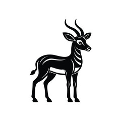 Obraz premium Silhouette impala animal full body black color, Stylish Gazelle Silhouette Premium Vector Art for Animal and Wildlife Themed Projects, Gazelle silhouette black antelope Ghazal vector