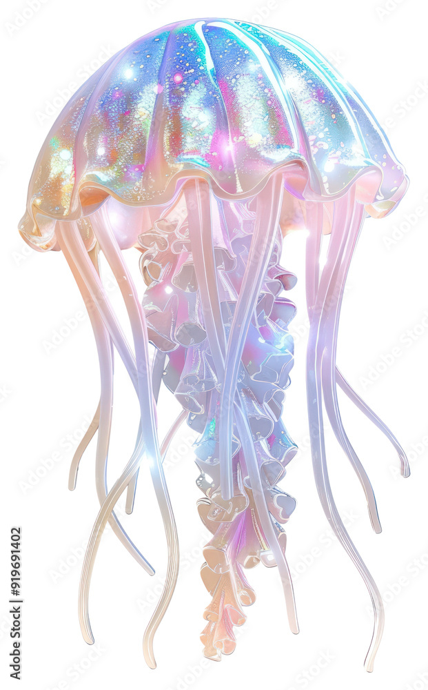 Wall mural PNG Colorful glowing jellyfish illustration