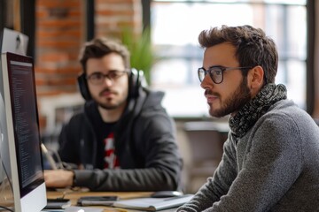 Tech-savvy professionals collaborating on software development, Generative AI