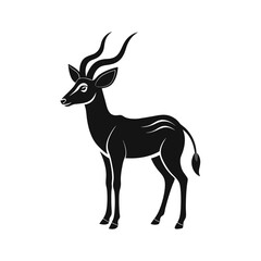 Fototapeta premium Silhouette impala animal full body black color, Stylish Gazelle Silhouette Premium Vector Art for Animal and Wildlife Themed Projects, Gazelle silhouette black antelope Ghazal vector