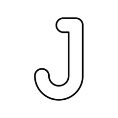 J icon line with white background vector stock illustration