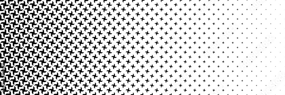 Poster horizontal black halftone of propeller design for pattern and background.