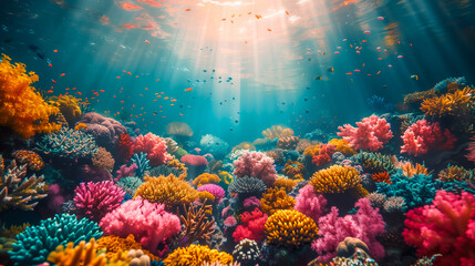 Naklejka premium Vibrant coral reef underwater scene