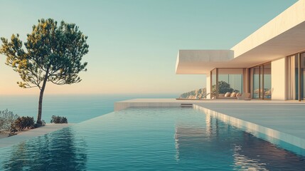 Fototapeta premium Beach aesthetic villa house 