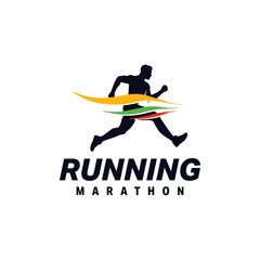 Running marathon logo design template