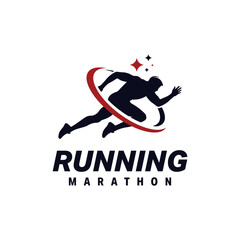 Running marathon logo design template