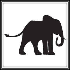 Elephant silhouette vector, wildlife animal illustration.
