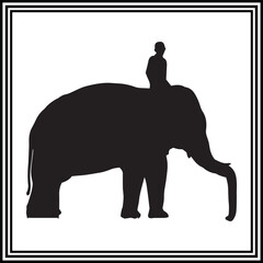Elephant rider silhouette vector  ,wildlife animal illustration.