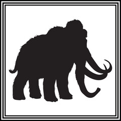 Mammoth silhouette vector, wildlife animal illustration.