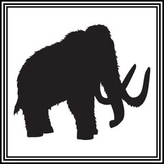 Mammoth silhouette vector, wildlife animal illustration.